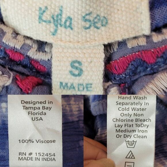 Sleeveless Blue Striped Tiered Ruffle Oversized Dress Sz S Embroidered India - Picture 3 of 10